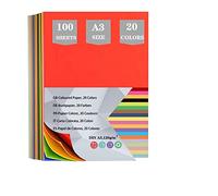 100 Sheets A3 Origami Paper, Double Sided Coloured Cardboard for Art & Craft Activities - 20 Colors, 420mm X 297mm