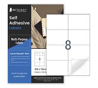 100 Sheets, A4 Sticker Paper, 8 Square Labels per Sheet, Printable Self Adhesive Labels for Inkjet & Laser Printer, 105 x 74mm