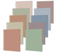 100 Sheets A5 7-Hole Lined Refill Paper Binder Inserts 5.5" x 8.5" Loose Leaf Papers 10 Colorful Line Planner for Mini 3 or 7 Ring Binders Junior Size Notebooks for Office School Business Home(Boho)