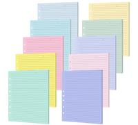100 Sheets A5 7-Hole Lined Refill Paper Binder Inserts 5.5" x 8.5" Loose Leaf Papers 10 Colorful Line Planner for Mini 3 or 7 Ring Binders Junior Size Notebooks for Office School Business Home