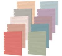 100 Sheets A5 7-Hole Lined Refill Paper Binder Inserts 5.5" x 8.5" Loose Leaf Papers 10 Colorful Line Planner for Mini 3 or 7 Ring Binder Junior Size Notebooks for Office School Business Home(Vintage)