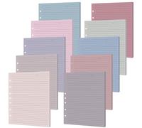 100 Sheets A5 7-Hole Lined Refill Paper Binder Inserts 5.5" x 8.5" Loose Leaf Papers Colorful Line Planner for Mini 3 or 7 Ring Binder Junior Size Notebooks for Office School Business(Taro Pastel)