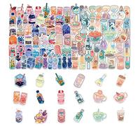 100 Sheets Cartoon Drink Bottle Stickers - Waterproof PVC, Cute Sets, Scrapbook Craft, Self Adhesive Aesthetic