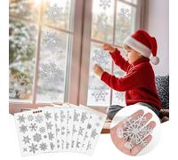 100 Sheets Christmas Glitter Snowflake Window Stickers Silver Self-Adhesive Christmas Snowflake Window Clings Reusable Christmas Window Stickers Decorations for Xmas New Year
