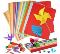 100 Sheets Coloured Paper A4 (70gsm, 20 Colors) + 640 Paper Star Strips, Origami Paper A4 Double Sided Coloured Card for Crafting, Decorating, Sketching, Drawing, Cutting, DIY, Arts