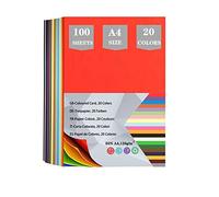 100 Sheets Coloured Paper, A4 Coloured Card Craft Card Origami Paper Double Sided for Children's Art & Craft Activities(120gsm), 20 Colors Coloured Cardboard Craft Paper Construction Paper