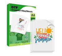 100 Sheets DTF Transfer Film Paper, A4 8.3" x 11.7" Double Sided Matte Clear Pretreat Sheets, Heat Transfer Paper for Epson Inkjet Printer DTG Printer Print On Light or Dark Fabric T-Shirts Textile