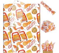 100 Sheets Fall Tissue Paper, Pumpkins, Leaves, red car, hay Pattern Wrapping Paper for Fall Autumn DIY Crafts Thanksgiving Party Supplies, 13.8 x 19.7 Inch