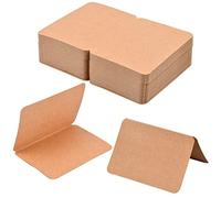 100 Sheets Folding Cards Blank Blank Folding Cards 10 x 14 cm, Folding Cards 300 g/m² with Rounded Corner, Craft DIY Gift Greeting Cards Place Cards for Christmas Birthday Invitation (Kraft Paper)