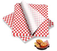 100 Sheets Food Grade Wrap Paper, 11x10 Checkered Food Basket Liners Sandwich Paper,for Deli Hamburgers Sandwich Cake Fries