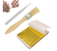 100 Sheets Gold Leaf,100 Sheets Edible Gold Leaf,Imitation Gold Leaf Edible for Cakes,Gold Paper,Gold Leaf Kit with Brush Tweezer,Foil Art for Cakes,Crafts,Resin Art,Furniture,Canvas, Decorating