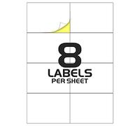 100 Sheets, iSOUL White Blank Matt Self-Adhesive A4 Address Shipping Labels Stickers, Laser Inkjet Compatible L7173/J8173 Printer Paper, 105 x 74mmJAM Free (8 Per Sheet [SQR])