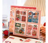 100 Sheets Kawaii Sticker Set, Doraking Cute Cartoon Stickers Transparent Decorative Stickers Decal Pack for Phone Cases Laptops Art DIY Crafts Album Bullet Journal Planner Scrapbook