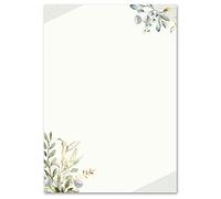 100 Sheets Motif Letter Paper! Flowers Motif Green Branches DIN A5 - Paper-Media