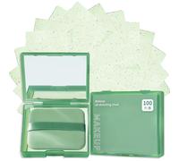 100-Sheets Oil Blotting Sheets for Face with Mirror & Puff - Absorbs Oil, Controls Shine, Portable for Skin Tending & Makeup
