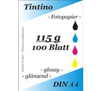 100 Sheets Photo Paper Standard A4 115 GSM Extra Light Thin Glossy Quick-Drying Water Resistant Bright White Very High Colour Brilliance for Inkjet Printers