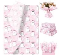 100 Sheets Pink Ghost Tissue Paper, Coquette Halloween Ghosts Pattern Wrapping Paper for Halloween Birthday Girly Baby Shower Gift Wrapping Party Supplies, 13.8 x 19.7 Inch