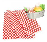 100 Sheets Red & White Checkered Deli Paper Sheets Paper Food Wrapping Paper Sandwich Wrap Paper Grease Resistant Burger Food Basket Liners (12x12 Inch)