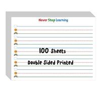 100 Sheets Ruled Writing Paper, Double-Sided Printing Skip-A-Line Ruled Writing Paper with Dotted Lines Handwriting Practice Paper 1” line spacing for Kindergarten Toddlers Kids (11” x 8.3”)