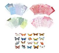 100 Sheets Scrapbook Paper Set 60 Sheets Mix Textured Paper 40 pcs Butterfly Stickers Decorative Mesh Fabric Scrapbooking Supplies 6.98x5.11In for DIY Cards Crafting