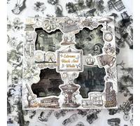 100 Sheets Stickers for Scrapbooking,Bullet Journal Stickers for Journaling for Scrapbooking Supplies Kit,Transparent Jungle Crafts Embelishment Decoration Stickers (Ultimate Black and White)