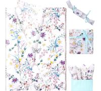 100 Sheets Watercolor Wildflower Tissue Paper Wildflower Gift Wrapping Paper for Wedding Gift Bouquet Wrapping Birthday DIY Crafts Baby Shower Party Decor, 14 x 20 Inch