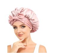 100% Silk Bonnet for Sleeping, 19 Momme Pure Mulberry Silky Hair Wrap with Tie Band Stay On Head, Silk Hair Bonnet for Women, Reduce Frizz (Light pink)
