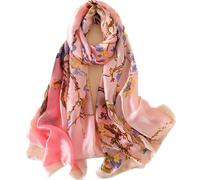 100% silk scarf. Van Gogh's pink almond blossom. Hangs beautifully. Stunning addition to any outfit. Formal and informal wear.