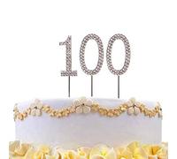 100 Silver Diamond Sparkley Cake Topper Age Year For Mans Womens Birthday Anniversary Party Decorations