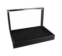 100 Slot Ring Keeper with Clear Cover and Non Abrasive Lining for Preserving Shine and Shape of Valuable Jewelry Pieces (Black)