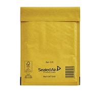 100 Small C/0 Size Mail Lite Gold Padded Envelopes Mailers - Peel + Seal Bubble Bags - 150 x 210mm / 6 x 8.25" Sealed Air Postal Packing Mailing Shipping Postage Posting Self Seal Cushioned Protective Packaging