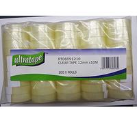 100 SMALL ROLLS OF ULTRATAPE CLEAR STICKY TAPE (12mm x 10m)