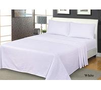 100% Soft Brushed Cotton Flannelette Fitted Sheet Extra Deep available in 7 Colours (Double, White)