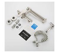 100% Solid Brass Deck Mounted with Spray Gun Double-Jointed Pot Filler Kitchen Sink Faucet Cold OR Heat Water Tap(Stainless Steel)