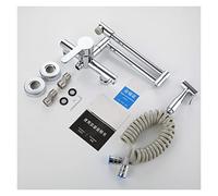 100% Solid Brass Deck Mounted with Spray Gun Double-Jointed Pot Filler Kitchen Sink Faucet Cold OR Heat Water Tap(Polished Chrome)