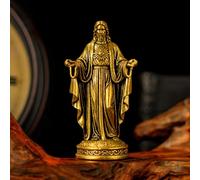 100% Solid Brass Jesus Christ Figurine - Religious Statue with Outstretched Arms, Vintage Collectible Christian Decor for Home, Office Desk, Gift for Baptism, Easter, Christmas