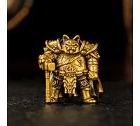 100% Solid Brass Warrior Cat Statue - Handcrafted Armored Feline Sculpture, Vintage Battle-Ready Decor, Unique Desk Ornament for Home & Office, for Cat Lovers & Fantasy Collectors