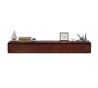 100% Solid Wood Floating TV Stand Wall-Mounted TV Unit with Storage 2 Drawers + Flip-Down Door Walnut Finish 160cm (62.9in) Media Shelf Solutions