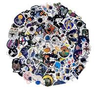 100 Space Stickers, Glitter Astronaut Galaxy Vinyl Decals for Laptop Skateboard Suitcase Water Bottle MacBook Bike