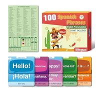 100 Spanish English Bilingual Phrases Flash Cards and Phrases Chart Learning Resource for Spanish Adult Learner or Traveller Double-Sided (Each 4.4" X 2.8")