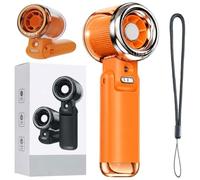 100-Speed Semiconductor Ice Mist Handheld Fan, 2-in-1 Handheld Misting Fan, Portable Water Spray Fan Rechargeable, Personal Mini Cooling Fan, Foldable Mini Hand Held Fans Gifts for Women Men (Orange)