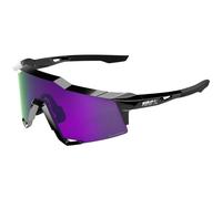 100% Speedcraft Sunglasses - Polished Black/HiPER Lavender Mirror Polarized Lens