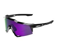 100% Speedcraft Sunglasses - Polished Black / HiPER Lavender Mirror Polarized Lens