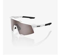 100% Speedcraft Sunglasses with HiPER Lens - Matte White/Silver Mirror, Ideal for Running and Outdoor Activities