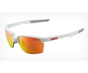 100% Sportcoupe Glasses Matte White - HiPER Red Mirror Lens + Clear Lens