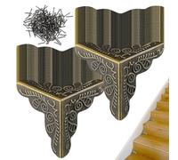 100 Stair Dust Corners for Wooden Steps, Stair Corner Dust Guards, Stair Dust Corners Decorative, Antique Dust Corners for Stairs, Stair Dust Corners with Screws for Wooden Steps