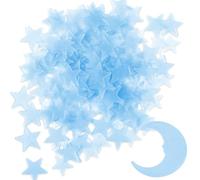 100 Stars & 1 Moon Glow in The Dark Stars for Ceiling, Pink Glowing Wall Stickers with Adhesive Pads, Plastic Luminous Fluorescent 3D Glowing Star for Kids Room Decor, Stocking Stuffers for Christmax
