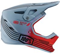 100% Status Stripes Youth Downhill Helmet, grey/red, size Y/S (47/48)