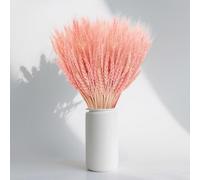 100 Stems Dried Wheat Stalks for Decor - Sheaves Grass Bunch Flowers Home Wedding Table Kitchen Farmhouse Fall Arrangement DIY Decoration 12.9 Inches (Pink,M)