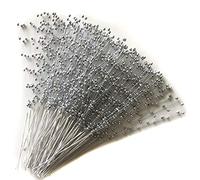 100 Stems Imitation Pearl Sticks Beaded String for Crafts Spray Beads Wire Stems DIY Accessories Christmas Garland Wedding Bridal Flower Bouquet Party Table Decor (Silver)